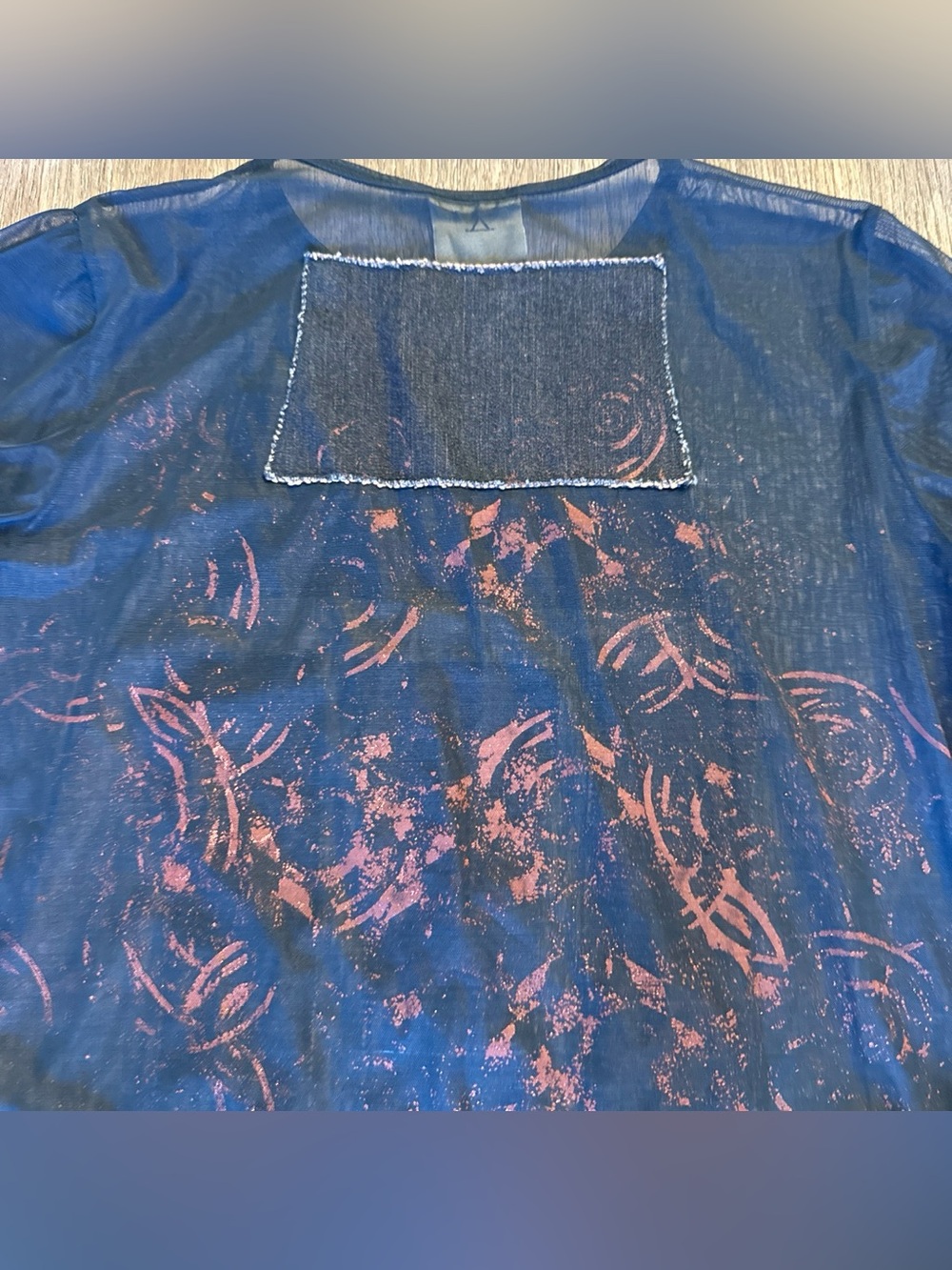 Y2K legatte jeans Italy mesh long sleeve top with gold graphic $350 MSRP - Picture 5 of 5